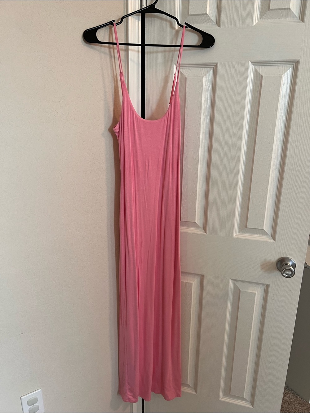 Women's Pink Slip Maxi Dress with Spaghetti Straps